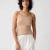 Camiseta sin mangas básica de punto tupido
