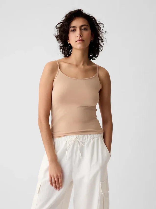 Camiseta sin mangas básica de punto tupido