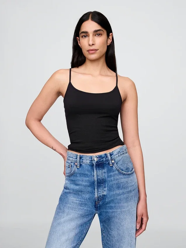 Camiseta sin mangas básica de punto tupido