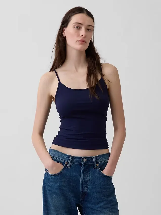 Camiseta sin mangas básica de punto tupido