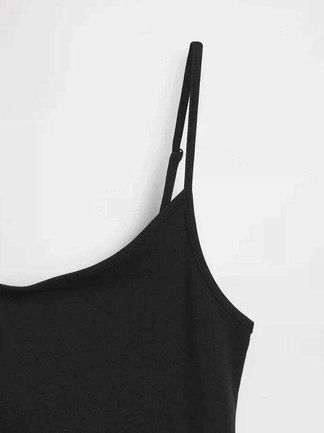 Camiseta sin mangas básica de punto tupido
