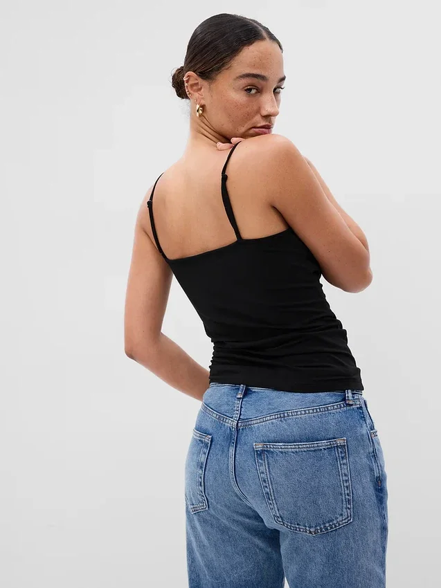 Camiseta sin mangas básica de punto tupido