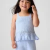 Camiseta sin mangas con borde festoneado de ganchillo para bebés y niños pequeños
