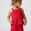 Camiseta sin mangas con borde festoneado de ganchillo para bebés y niños pequeños