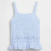 Camiseta sin mangas con borde festoneado de ganchillo para bebés y niños pequeños
