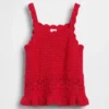 Camiseta sin mangas con borde festoneado de ganchillo para bebés y niños pequeños