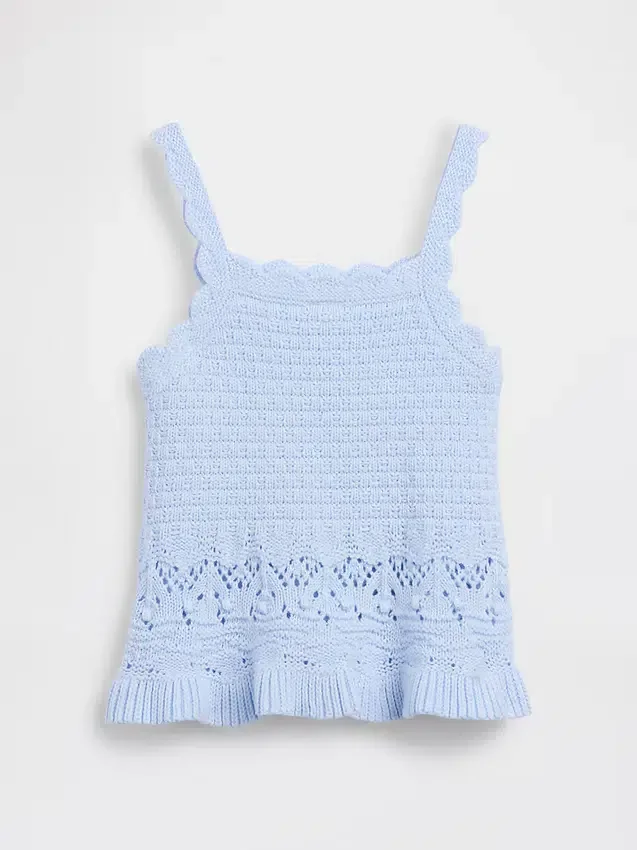 Camiseta sin mangas con borde festoneado de ganchillo para bebés y niños pequeños