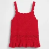 Camiseta sin mangas con borde festoneado de ganchillo para bebés y niños pequeños