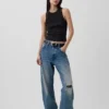 Camiseta sin mangas con cuello halter de punto acanalado grueso