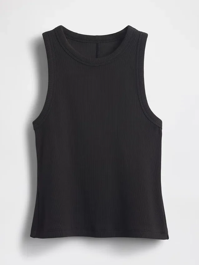 Camiseta sin mangas con cuello halter de punto acanalado grueso