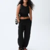 Camiseta sin mangas con cuello halter de punto acanalado grueso