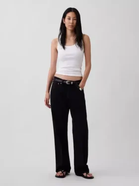 Camiseta sin mangas con cuello redondo acanalado