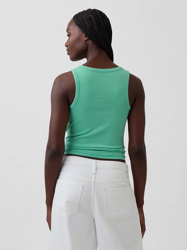 Camiseta sin mangas con cuello redondo acanalado
