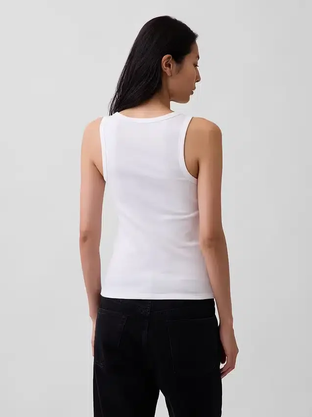 Camiseta sin mangas con cuello redondo acanalado
