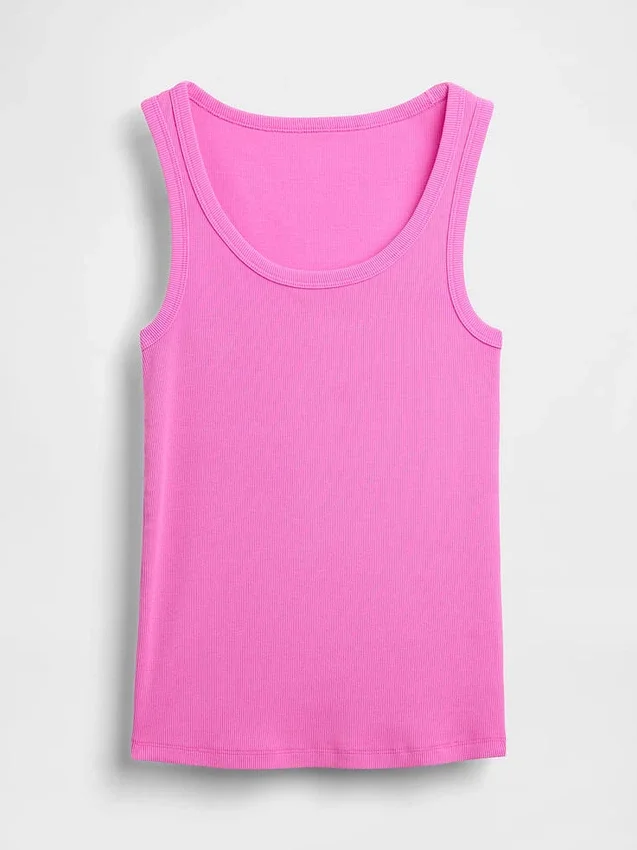 Camiseta sin mangas con cuello redondo acanalado