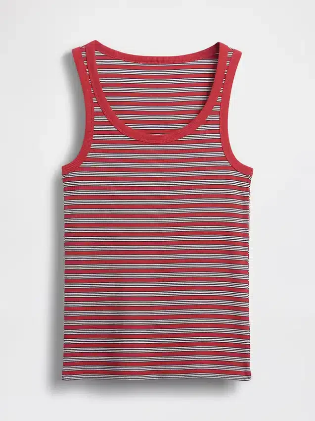 Camiseta sin mangas con cuello redondo acanalado