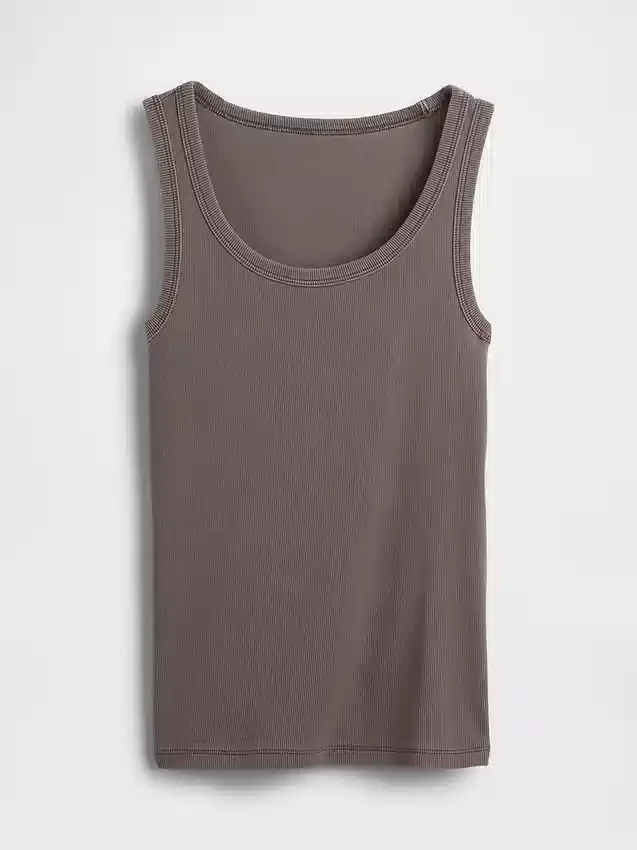 Camiseta sin mangas con cuello redondo acanalado
