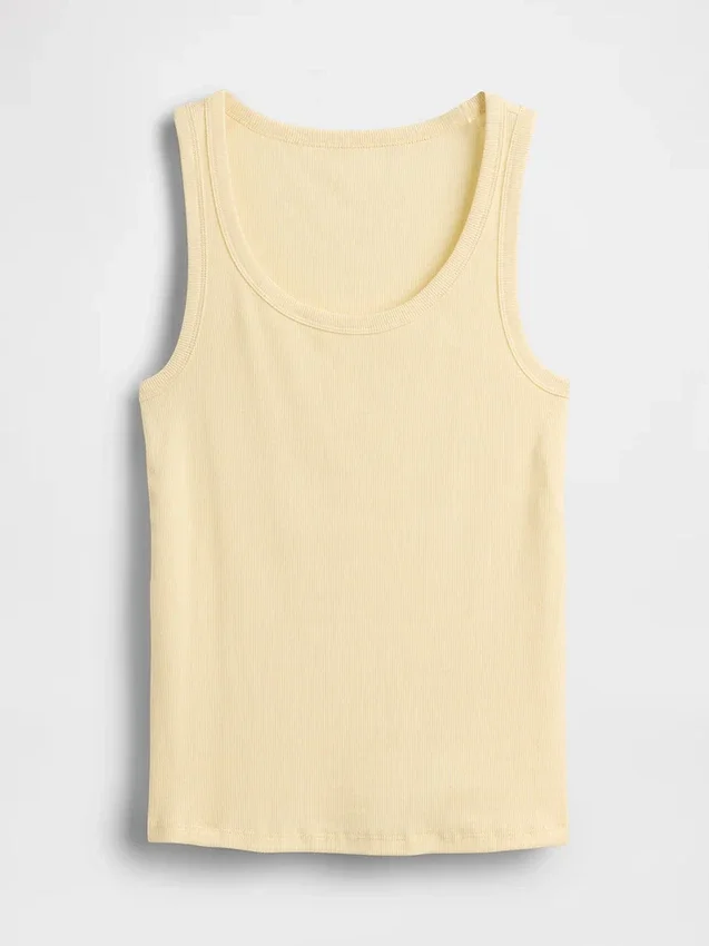Camiseta sin mangas con cuello redondo acanalado