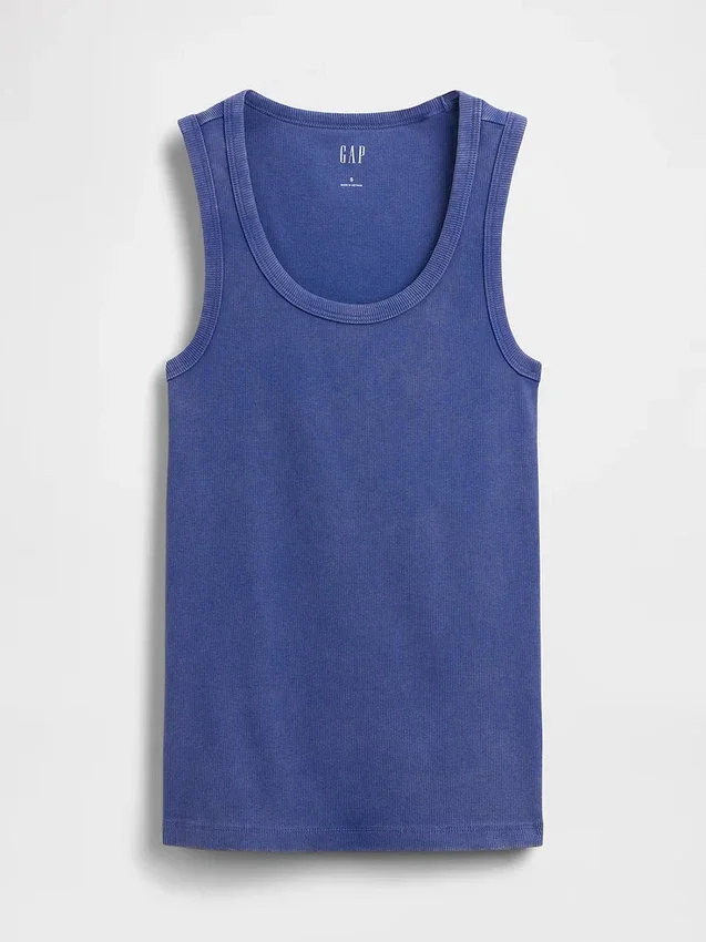 Camiseta sin mangas con cuello redondo acanalado