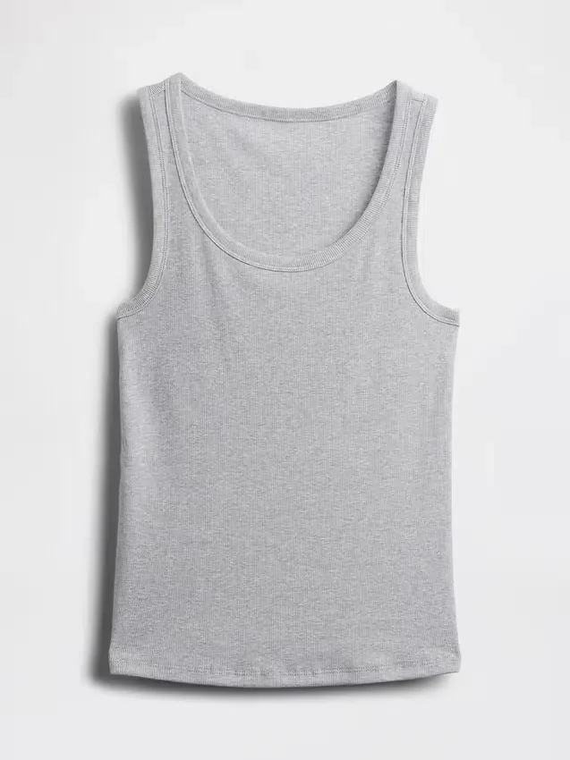 Camiseta sin mangas con cuello redondo acanalado