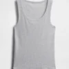 Camiseta sin mangas con cuello redondo acanalado