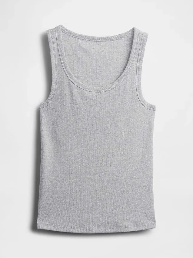 Camiseta sin mangas con cuello redondo acanalado