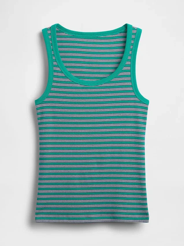 Camiseta sin mangas con cuello redondo acanalado
