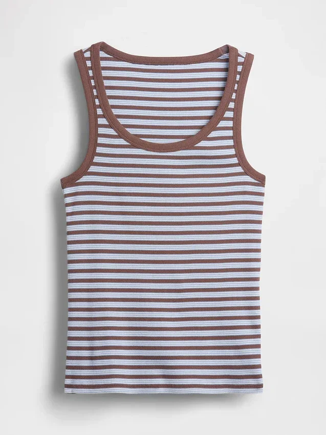 Camiseta sin mangas con cuello redondo acanalado