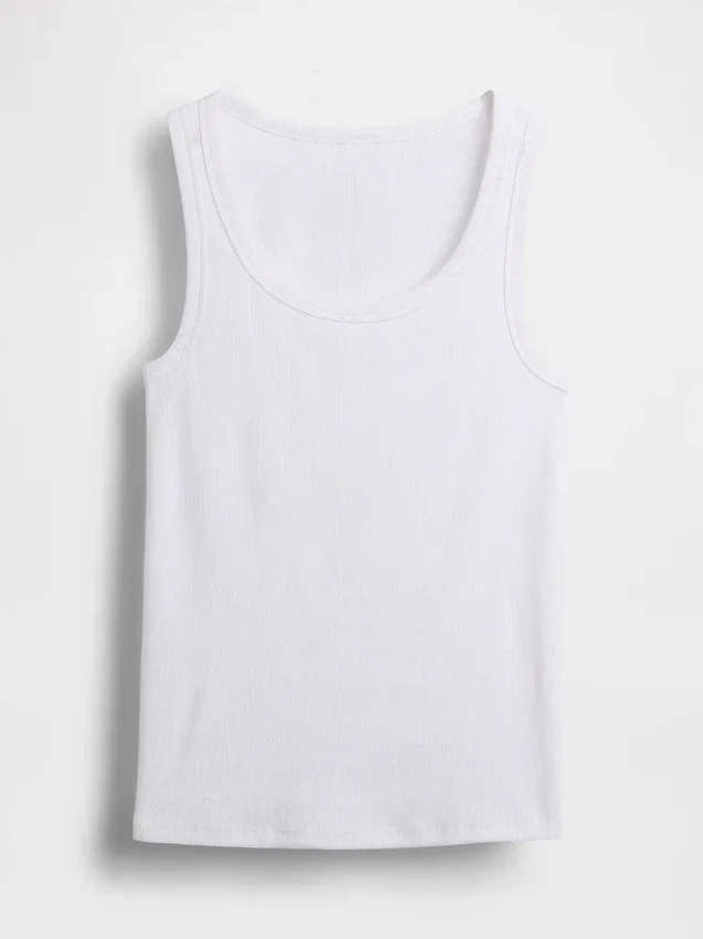 Camiseta sin mangas con cuello redondo acanalado