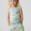Camiseta sin mangas con delantal y volantes de punto acanalado para bebés y niños pequeños