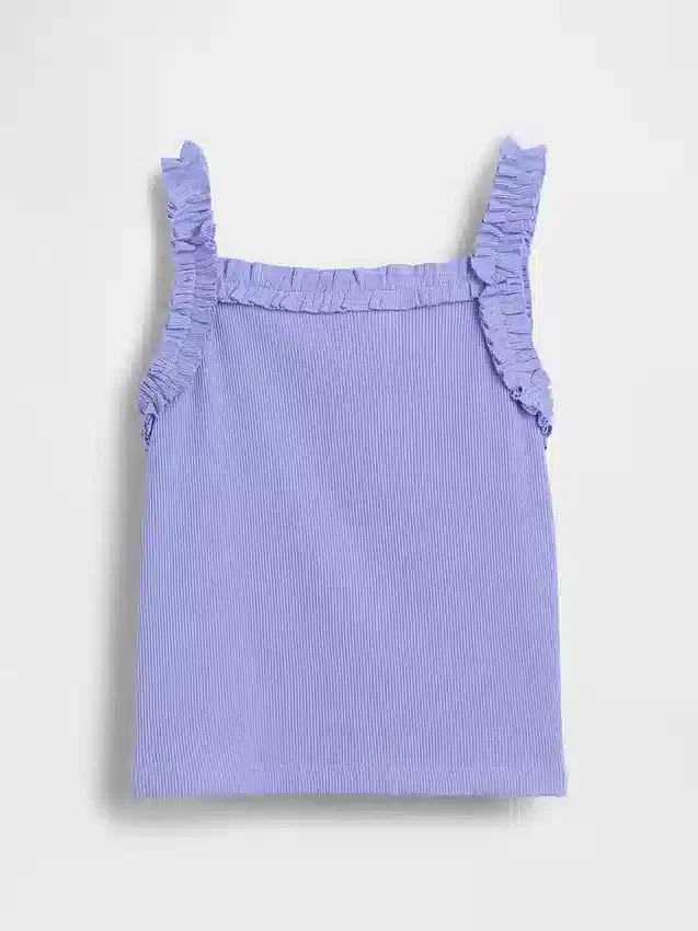 Camiseta sin mangas con delantal y volantes de punto acanalado para bebés y niños pequeños