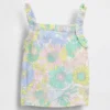 Camiseta sin mangas con delantal y volantes de punto acanalado para bebés y niños pequeños