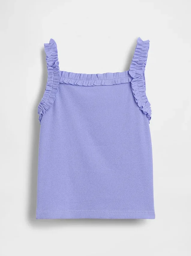Camiseta sin mangas con delantal y volantes de punto acanalado para bebés y niños pequeños