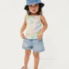 Camiseta sin mangas con delantal y volantes de punto acanalado para bebés y niños pequeños