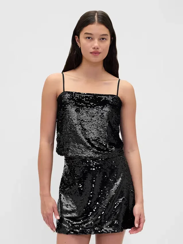 Camiseta sin mangas con lentejuelas