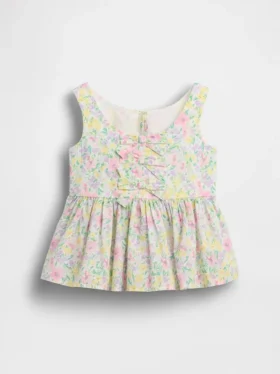 Camiseta sin mangas con peplum y moño para bebés y niños pequeños