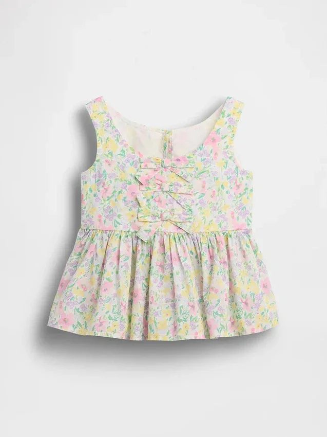 Camiseta sin mangas con peplum y moño para bebés y niños pequeños