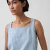 Camiseta sin mangas corta a rayas de mezclilla ultrasuave