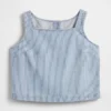 Camiseta sin mangas corta a rayas de mezclilla ultrasuave