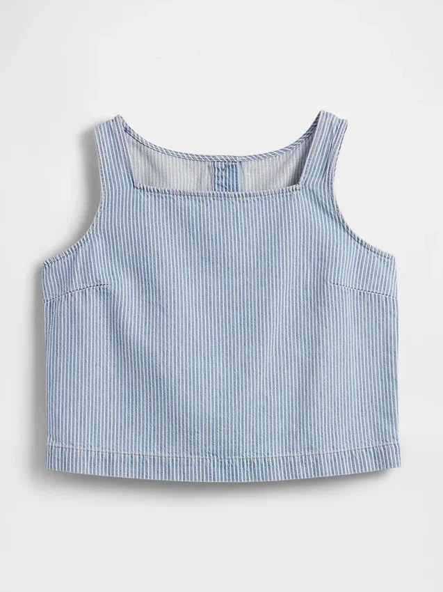Camiseta sin mangas corta a rayas de mezclilla ultrasuave