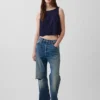 Camiseta sin mangas corta con ojales