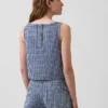 Camiseta sin mangas corta de denim con estampado de cuadros vichy