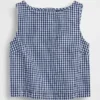 Camiseta sin mangas corta de denim con estampado de cuadros vichy