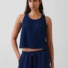 Camiseta sin mangas corta de denim de gasa de algodón