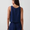 Camiseta sin mangas corta de denim de gasa de algodón