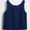 Camiseta sin mangas corta de denim de gasa de algodón