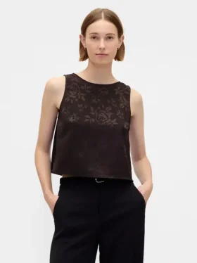 Camiseta sin mangas corta de jacquard
