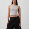 Camiseta sin mangas corta de jersey de punto tupido con cuello barco