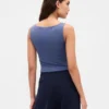 Camiseta sin mangas corta de jersey de punto tupido con cuello barco