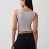 Camiseta sin mangas corta de jersey de punto tupido con cuello barco